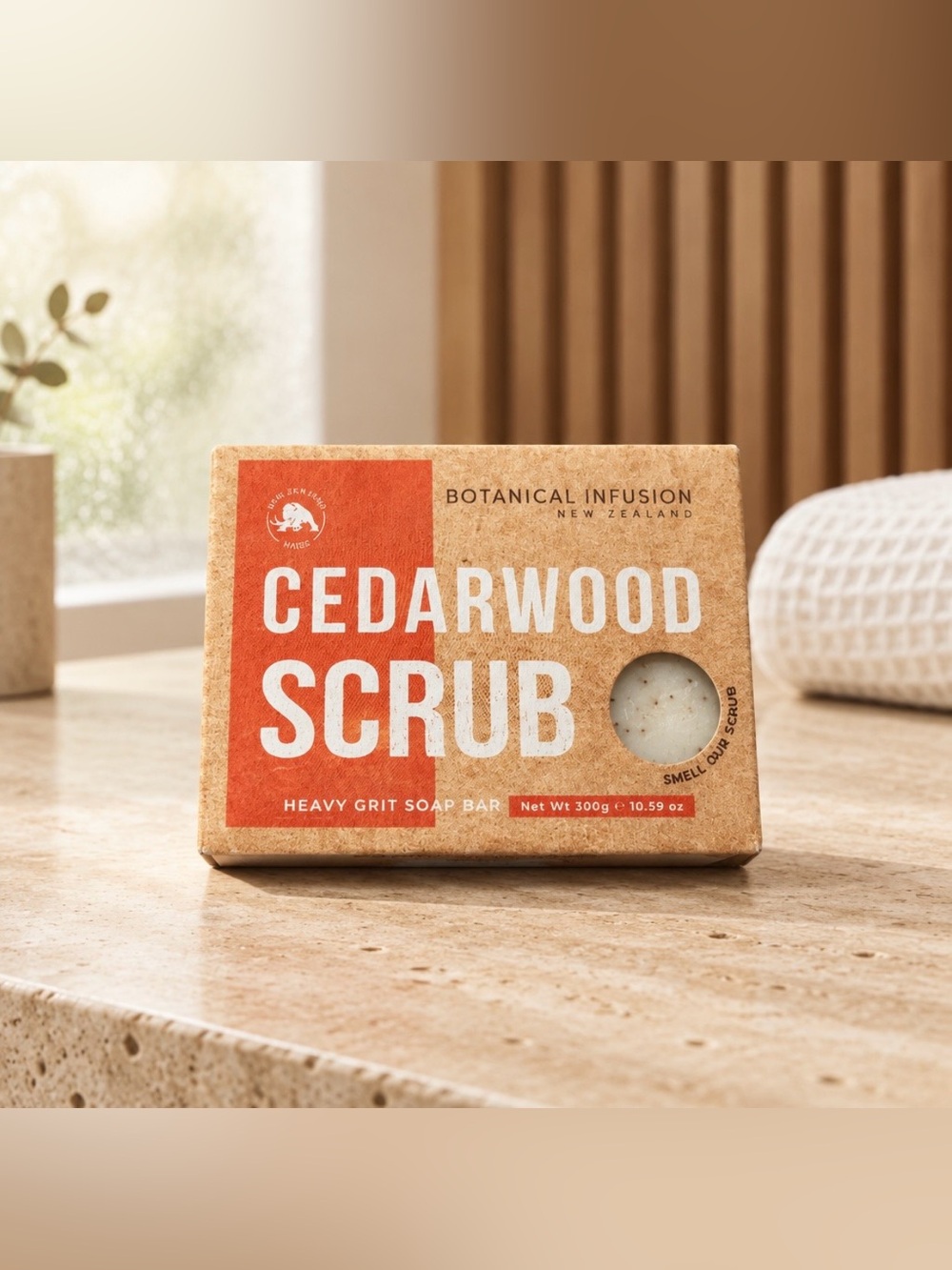 Botanical Infusion New Zealand Cedarwood Scrub Heavy Grit Soap Bar/300g 10.59oz
